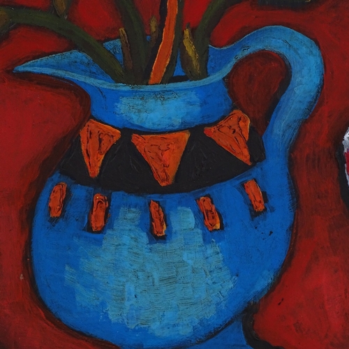 1152 - Modern oil on board, modernist still life, 16