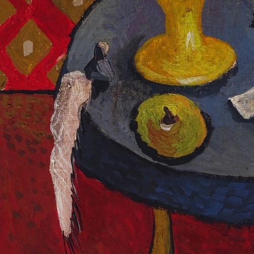 1154 - Modern oil on board, modernist still life, 20