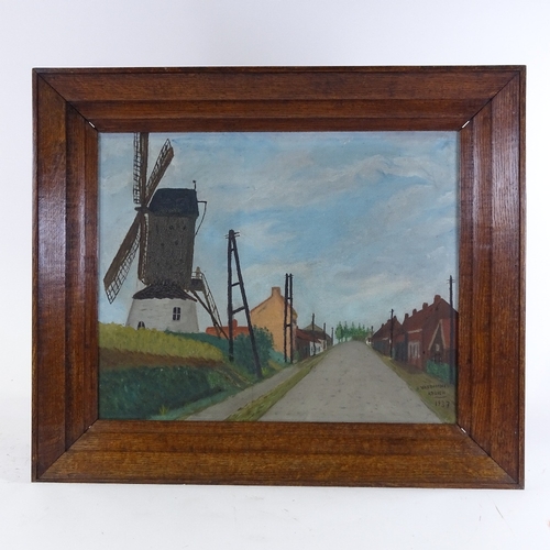 1162 - Adrien Vandoorne, oil on canvas, Flemish street scene, 1937, 17.5