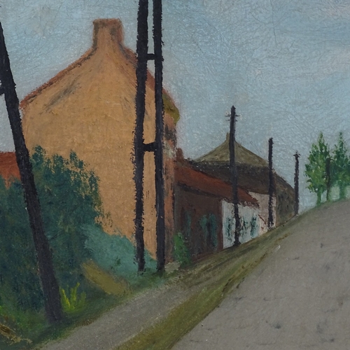 1162 - Adrien Vandoorne, oil on canvas, Flemish street scene, 1937, 17.5