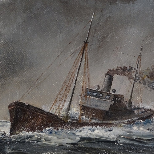 1164 - Hank Adlam, oil on board, steamship on rough seas, 14