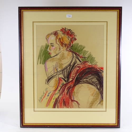 1166 - H Gobin, coloured pastels, portrait, signed, 25