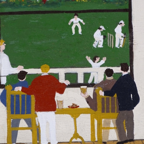 1179 - Tony Newton, 2 modern oils on board, cricket pavilion, 19