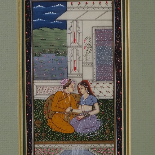 1184 - Indian School, gouache with gilding on card, romantic scene, 6.5