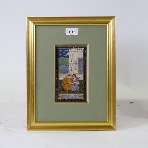 1184 - Indian School, gouache with gilding on card, romantic scene, 6.5