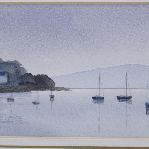 1187 - Clare Davis, pair of panoramic watercolours, coastal scenes, 3.5