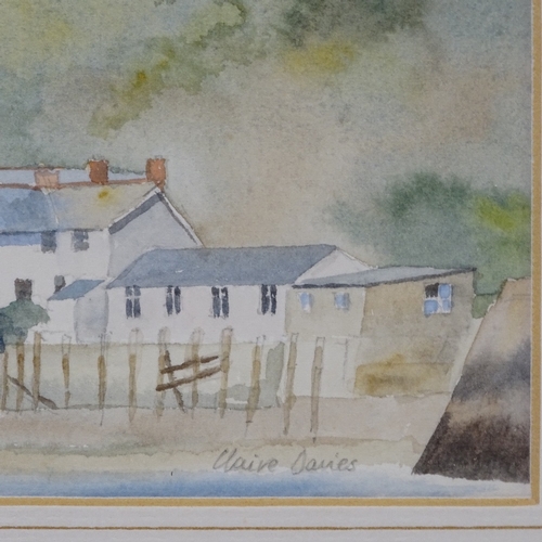 1187 - Clare Davis, pair of panoramic watercolours, coastal scenes, 3.5