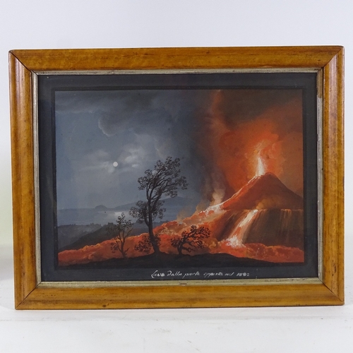 1191 - 19th century Italian School, gouache on paper, Vesuvius erupting by moonlight, 13