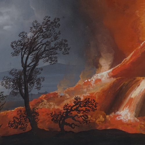 1191 - 19th century Italian School, gouache on paper, Vesuvius erupting by moonlight, 13