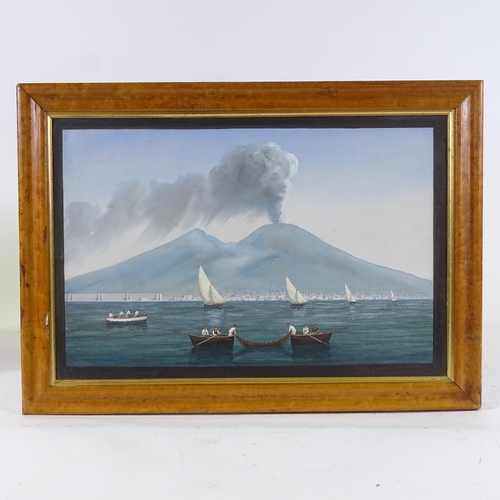 1192 - 19th century Italian School, gouache on paper, Vesuvius erupting, unsigned, 12