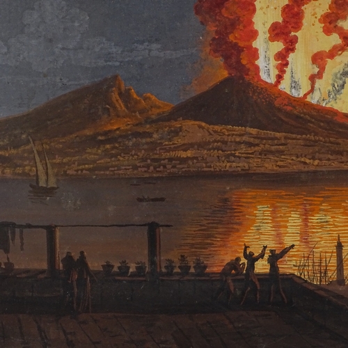 1195 - 19th century Italian School, watercolour, Vesuvius erupting, unsigned, 18