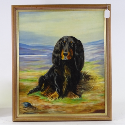 1197 - John Pearce, 2 oils on canvas, a Terrier and a lion, largest 24