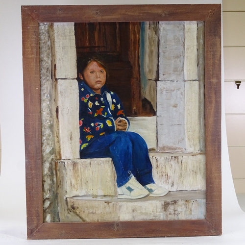 1198 - John Pearce, 2 oils on canvas, child in a doorway, 36