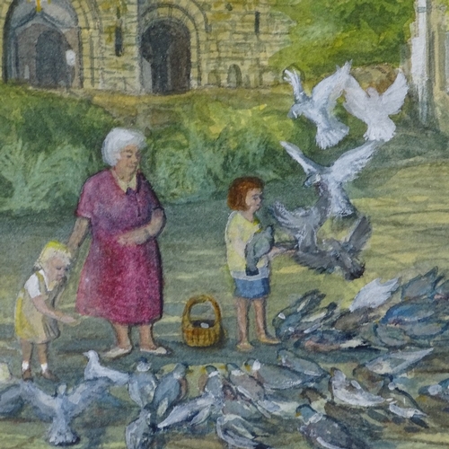 1199 - David Luck, watercolour, feeding the birds, 15