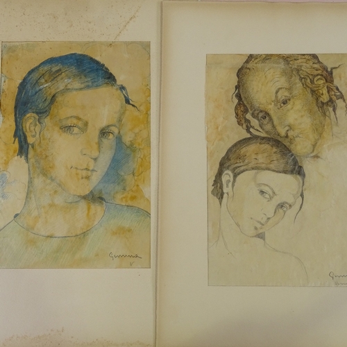 1209 - Gemma Vercelli (1906 - 1995), 2 watercolour portraits