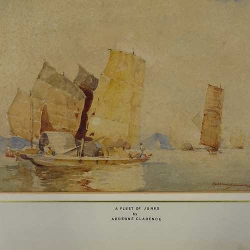 1212 - Arderne Clarence, watercolour, a fleet of junks Hong Kong, signed, 9