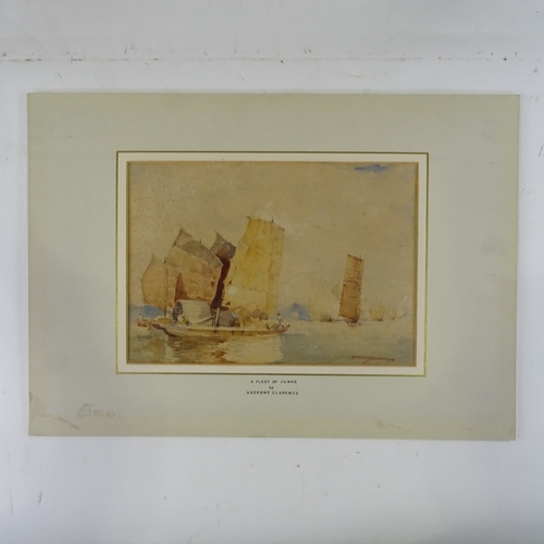 1212 - Arderne Clarence, watercolour, a fleet of junks Hong Kong, signed, 9