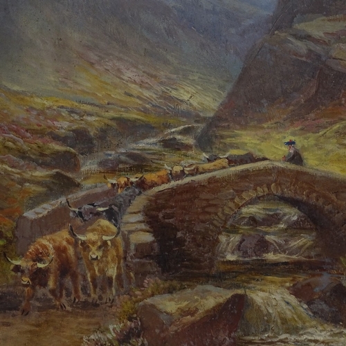 1214 - Wilton Motley, oil on board, cattle in Highlands, signed, 18