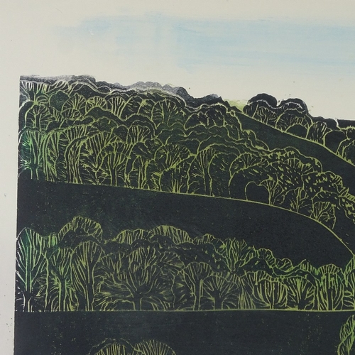 1216 - Robert Tavener (1920 - 2004), lino-cut, Chanctonbury Sussex, signed in pencil, sheet size 22