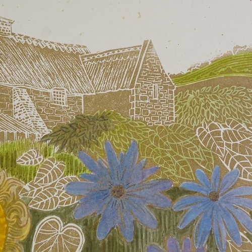 1217 - Robert Tavener (1920 - 2004), lino-cut, sunflowers, signed in pencil, artist's proof, sheet size 20