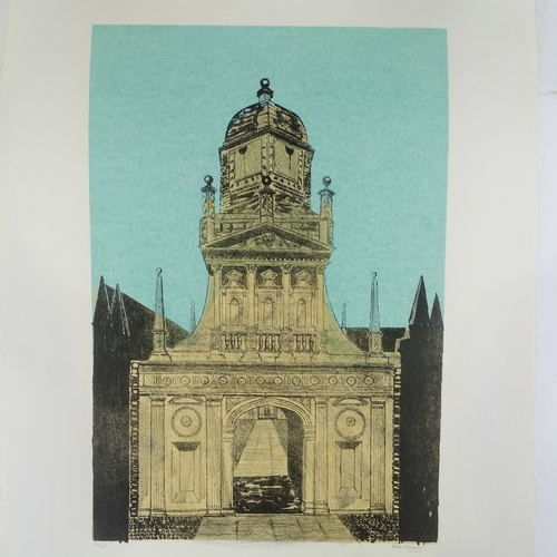 1219 - Robert Tavener (1920 - 2004), lithograph, Caius College Cambridge, no. 44/75, sheet size 30