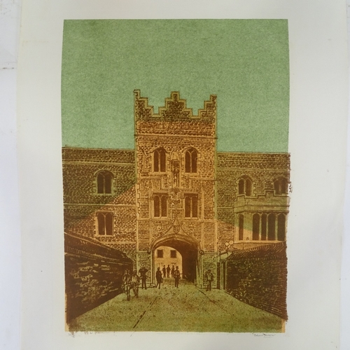 1220 - Robert Tavener (1920 - 2004), lithograph, Jesus College Cambridge, signed in pencil, no. 38/75, shee... 