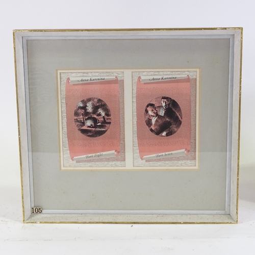 1227 - Barnett Freedman, 8 illustrations for Anna Karenia, 1950, mounted in 4 frames