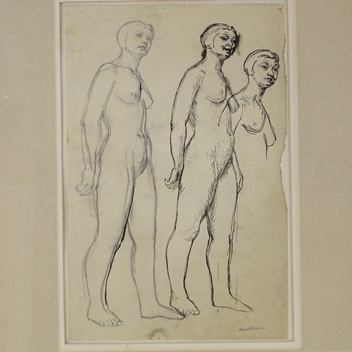 1228 - Barnett Freedman, a sheet of pencil and ink life sketches, Studio stamp signature, circa 1930, 14.5