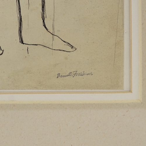 1228 - Barnett Freedman, a sheet of pencil and ink life sketches, Studio stamp signature, circa 1930, 14.5