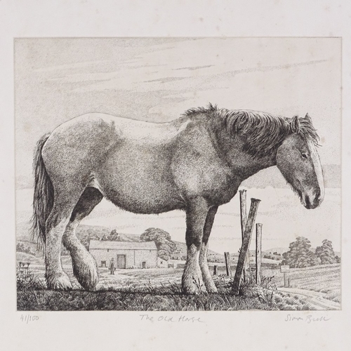 1230 - Simon Bull, etching, the old horse, signed in pencil, plate 10