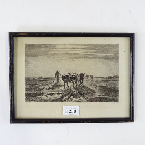 1230 - Simon Bull, etching, the old horse, signed in pencil, plate 10