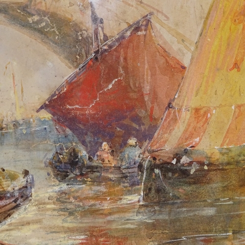 1232 - Thomas Bush Hardy (1842 - 1897), watercolour, moored boats, signed, 8