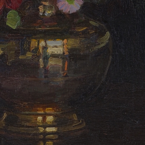 1239 - Mid-20th century oil on canvas, still life, signed with monogram AR, 17