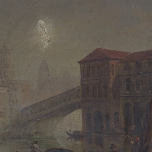 1261 - 19th century oil on canvas, moonlit scene in Venice, unsigned, 18