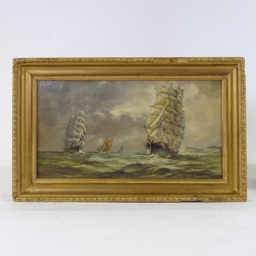 1263 - Max Parsons, oil on board, shipping off the coast, 9