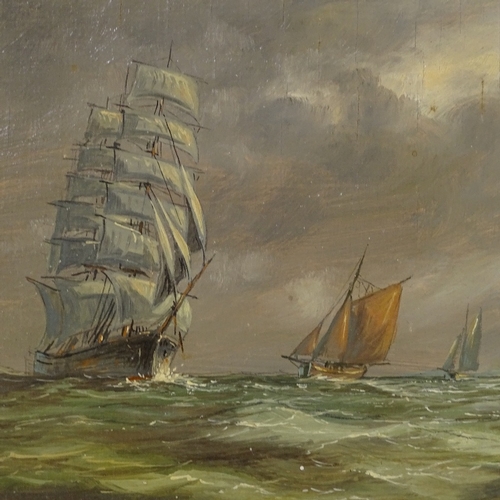 1263 - Max Parsons, oil on board, shipping off the coast, 9