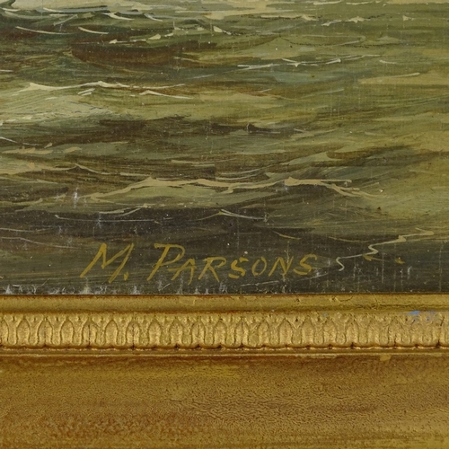 1263 - Max Parsons, oil on board, shipping off the coast, 9