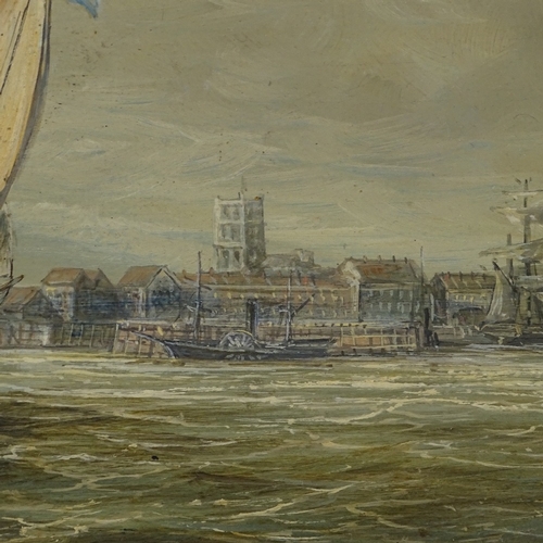 1264 - Max Parsons, oil on board, shipping near harbour, 9