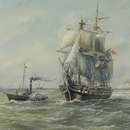 1266 - Max Parsons, oil on board, shipping near harbour, 20