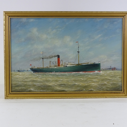 1268 - Max Parsons, oil on board, cargo ship, 16