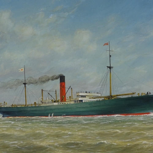 1268 - Max Parsons, oil on board, cargo ship, 16