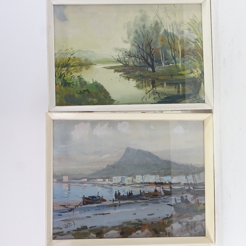 1279 - 20th century Italian School, pair of watercolours, coastal scenes, indistinctly signed, 14