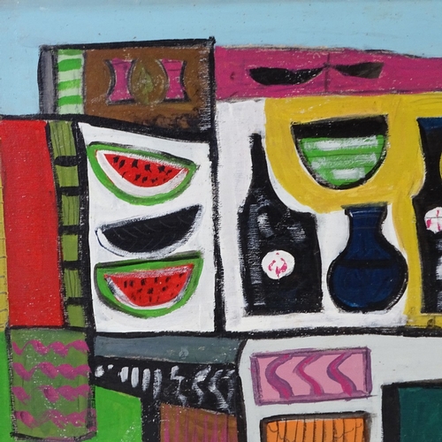 1281 - British School, acrylic on board, abstract composition, unsigned, 16