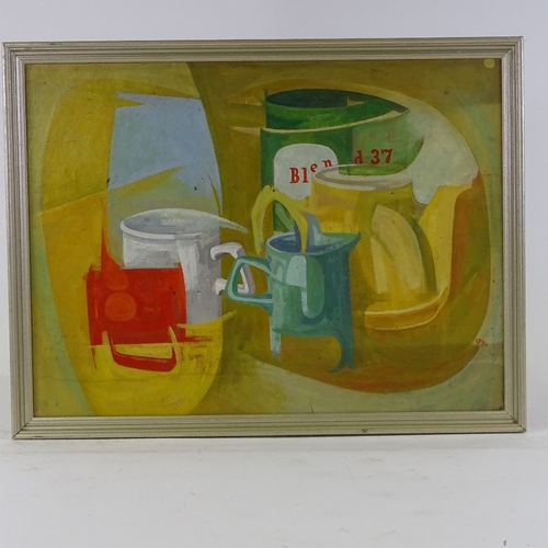 1284 - French School, oil on board, abstract, still life, circa 1970s, signed with monogram GFS 1971, 18