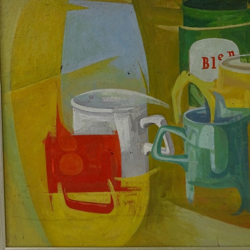 1284 - French School, oil on board, abstract, still life, circa 1970s, signed with monogram GFS 1971, 18