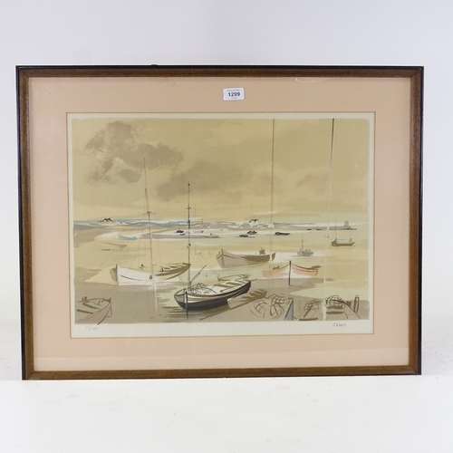 1299 - Claude Casati, limited edition colour print, beached boats, signed in pencil, no. 15/275, Certificat... 