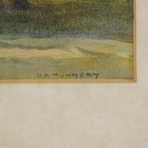 1313 - Horace Mummery (1867 - 1951), watercolour landscape through trees, signed, 7.5