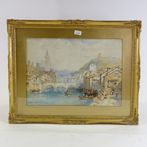 1327 - Andrea Vasari, pair of watercolours, Italian landscapes, signed, 15