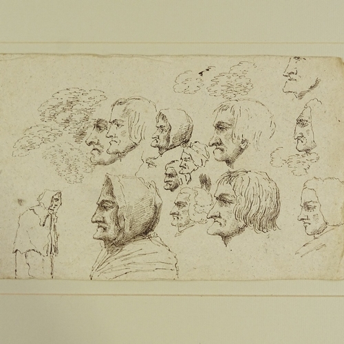 1329 - Old Master style, ink on paper, group of figurative sketches, unsigned, 6.5