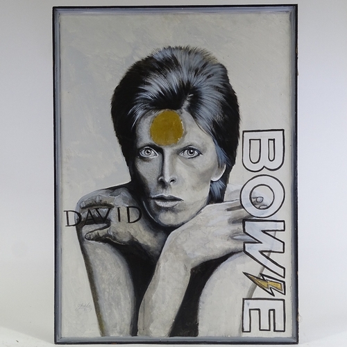 1331 - Clive Fredriksson, oil on board, Bowie, painted framed, overall 37